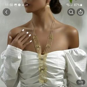 Gold necklace and earrings Set